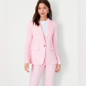 Ann Taylor Notched One Button Blazer AND Belted Seamed Pencil Skirt